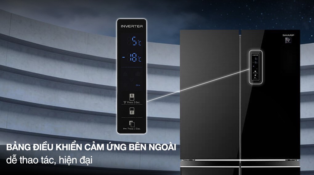 Tủ lạnh Sharp Inverter Multi Door 421 lít SJ-FXP510VG-BK