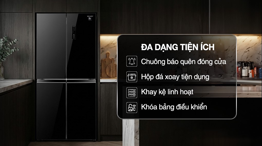 Tủ lạnh Sharp Inverter Multi Door 421 lít SJ-FXP510VG-BK