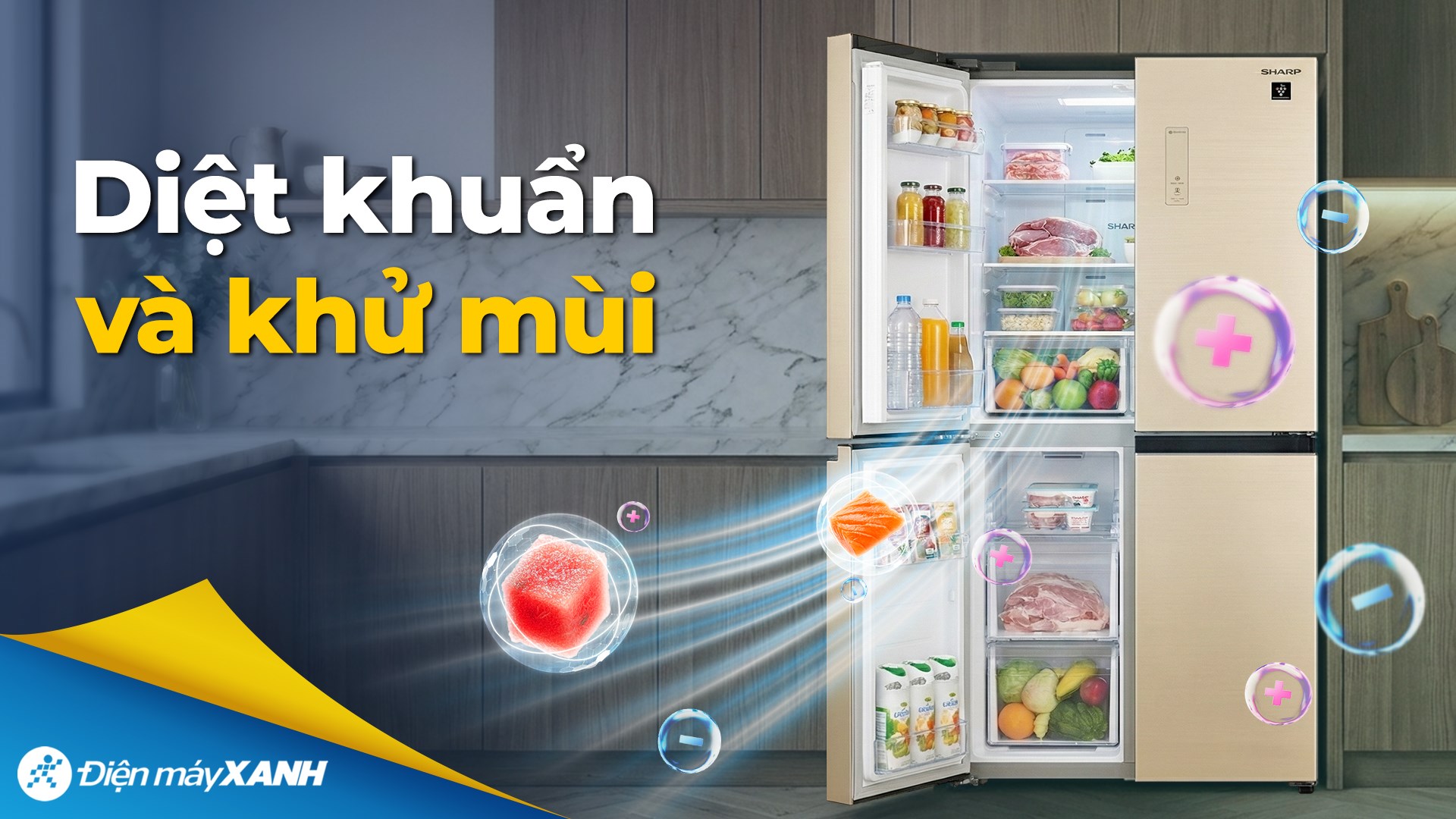 Tủ lạnh Sharp Inverter Multi Door 421 lít SJ-FXP510VG-CH