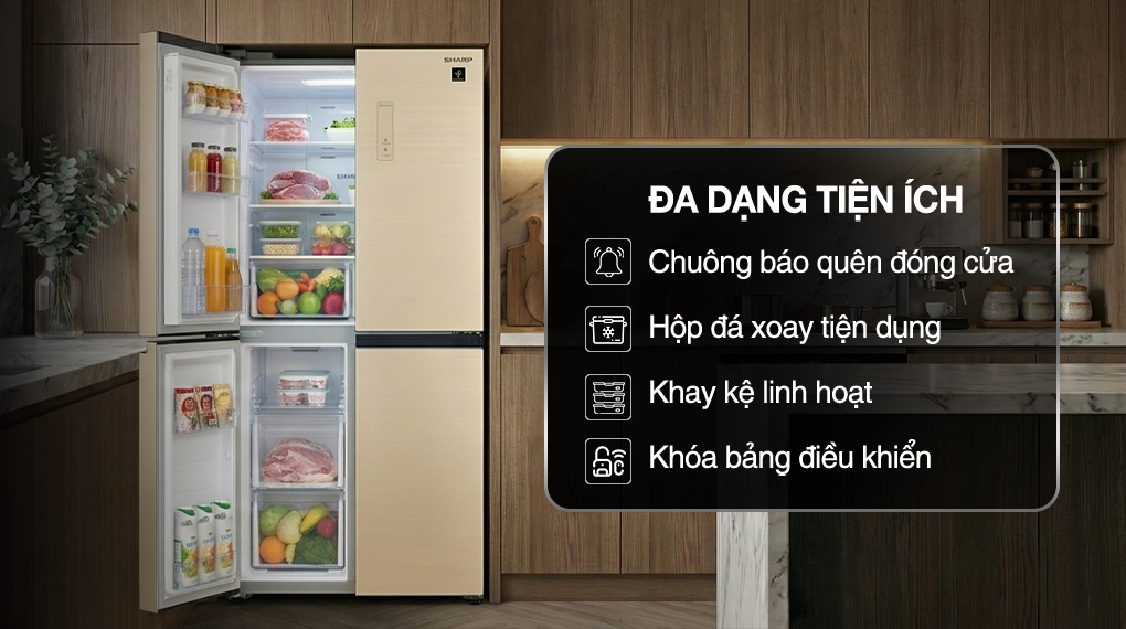 Tủ lạnh Sharp Inverter Multi Door 421 lít SJ-FXP510VG-CH