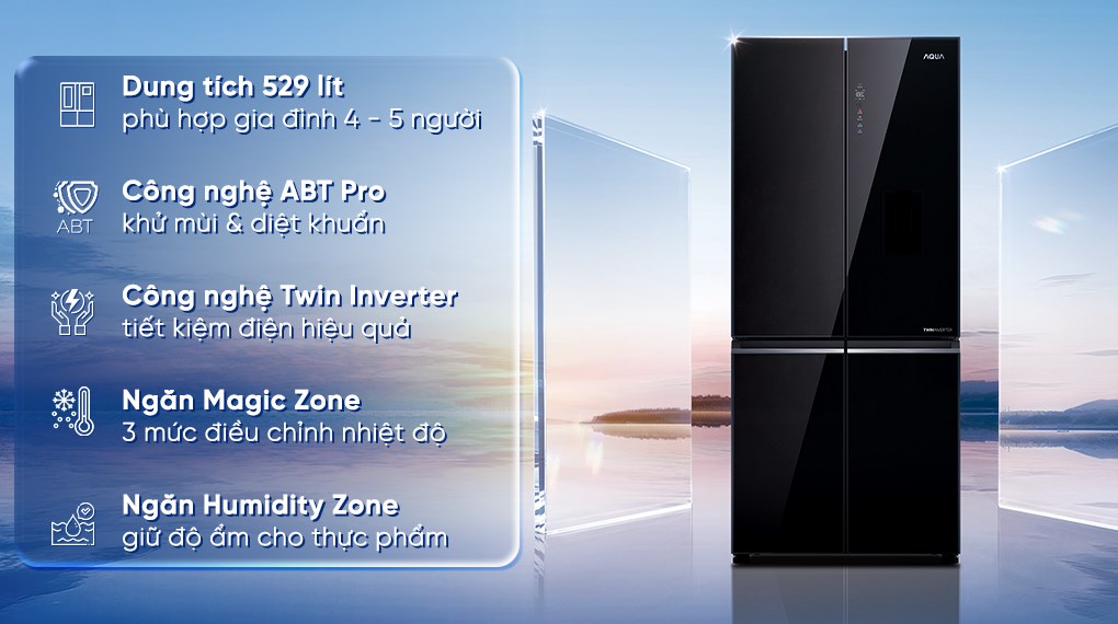 Tủ lạnh Aqua Inverter 529 lít Multi Door AQR-M600XA(GB)