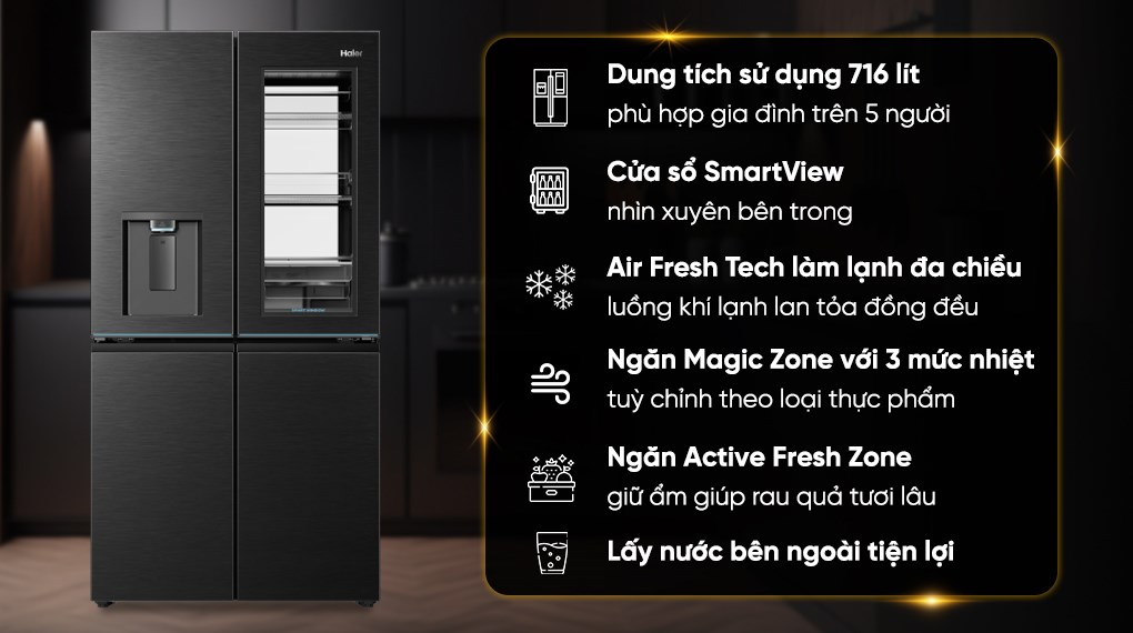 Tủ lạnh Haier Inverter 716 lít Multi Door HM829ASWMBVNU1