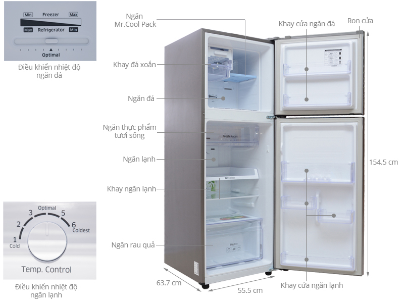 Thông số kỹ thuật Tủ lạnh Samsung 234 lít RT22FARBDSA