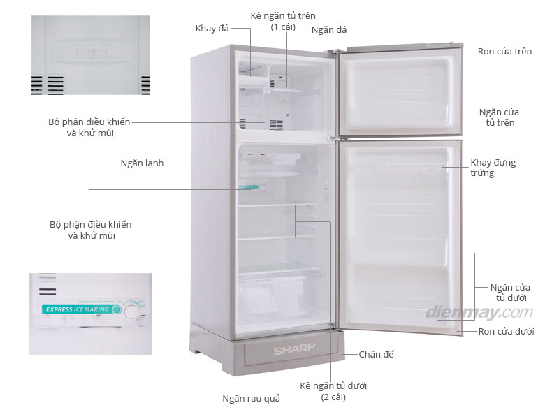 Thông số kỹ thuật Tủ lạnh Sharp SJ-188P-HS 180 lít
