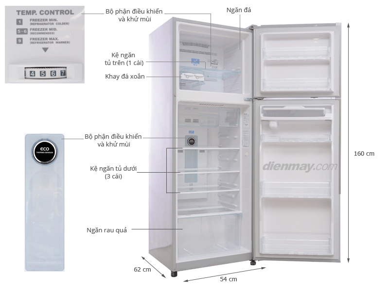 Tủ lạnh Hitachi R-T230EG1D 225 lít