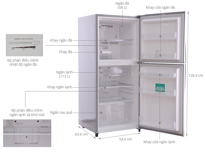 Thông số kỹ thuật Tủ lạnh Toshiba 171 lít GR-S19VPP