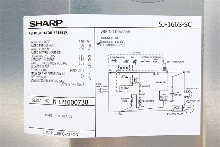 Tủ lạnh Sharp SJ-166S 165 lít Màu Bạc