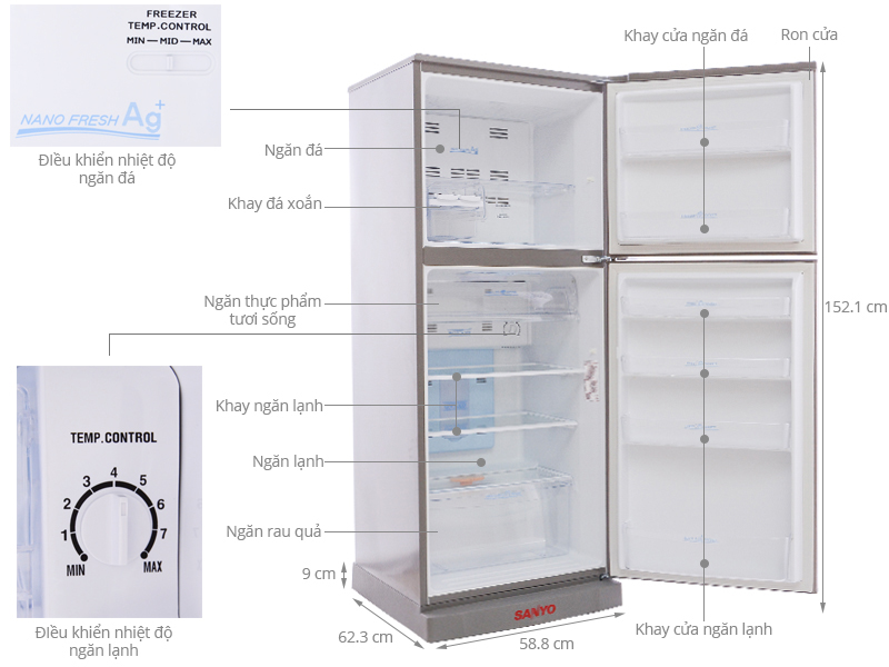 Tủ lạnh Sanyo 245 lít SR-U25MN