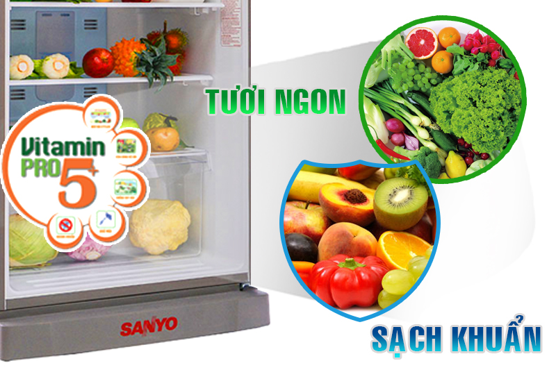 Sanyo SR-U25MN có ngăn rau củ cung cấp Vitamin Pro5+