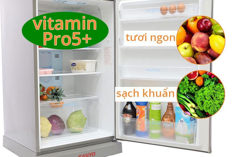 Sanyo SR-P25MN có ngăn củ quả được cung cấp Vitamin Pro5+