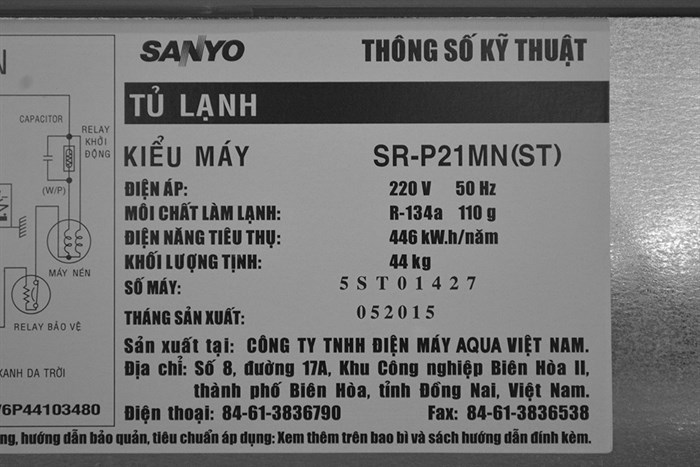 Tủ lạnh Sanyo 207 lít SR-P21MN Màu Xám