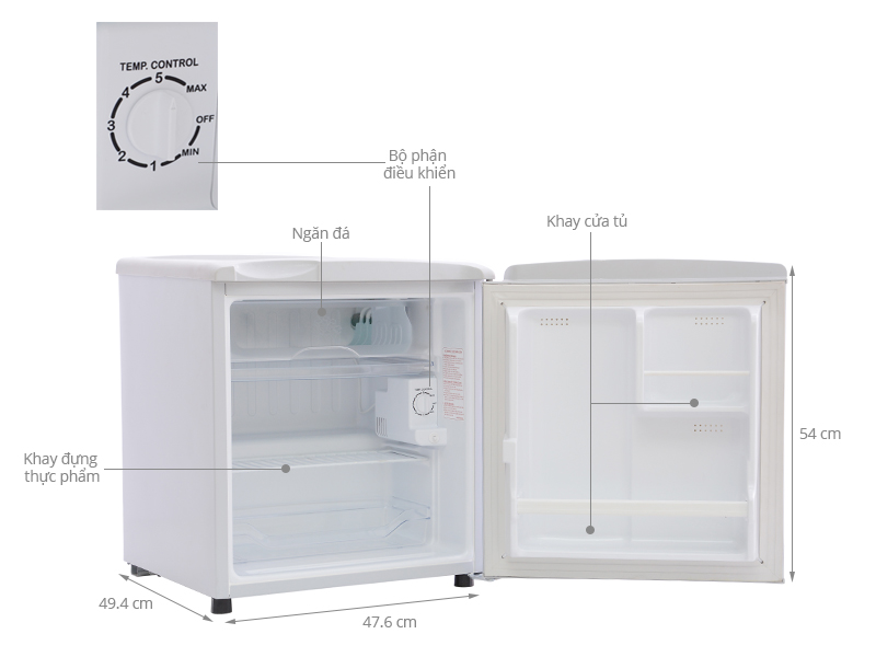 Thông số kỹ thuật Tủ lạnh Sanyo Mini 50 lít SR-5KR