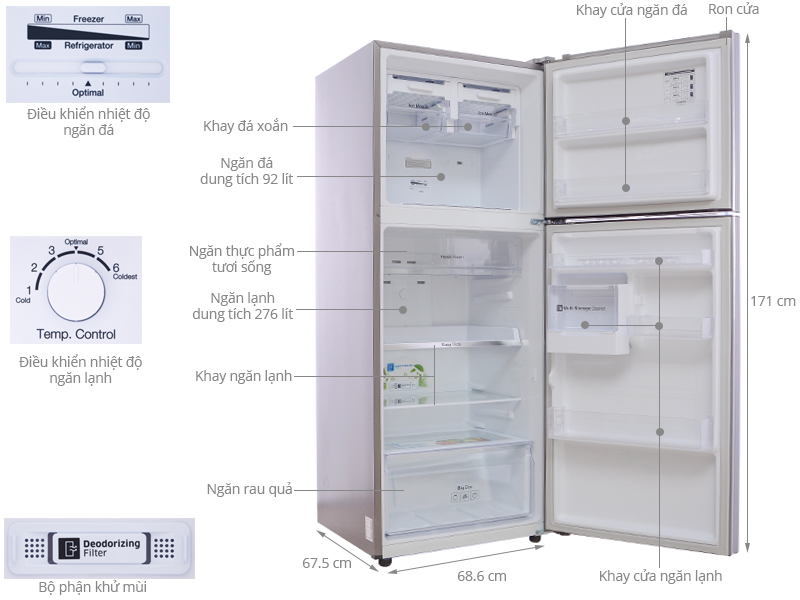 Tủ lạnh Samsung 368 lít RT35FDACDSA