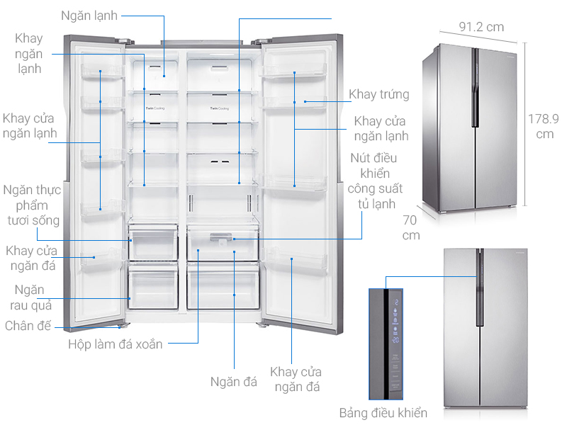 Thông số kỹ thuật Tủ lạnh Samsung 548 lít RS552NRUASL/SV