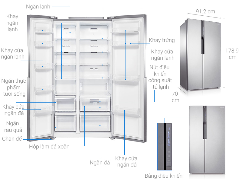 ThÃ´ng sá» ká»¹ thuáº­t Tá»§ láº¡nh Samsung Inverter 538 lÃ­t RS552NRUASL/SV