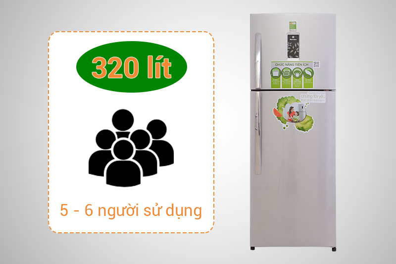 Dung tích sử dụng lên đến 320 lít