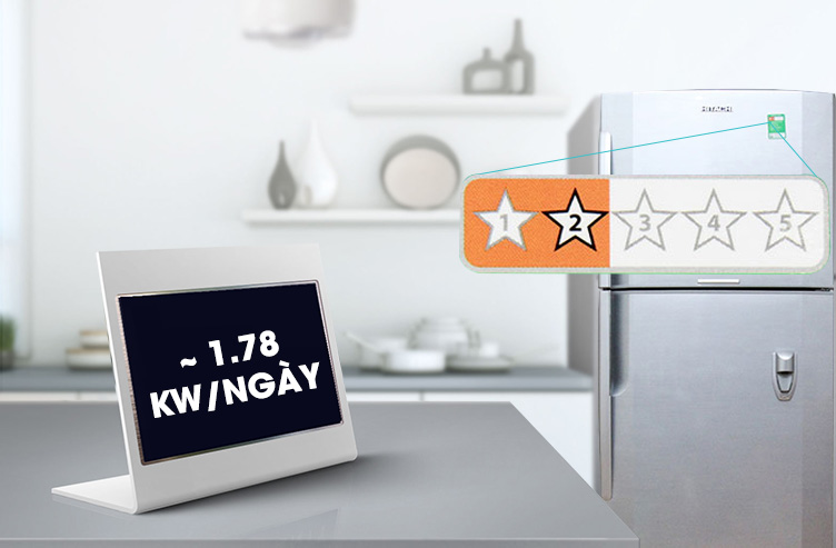 Tủ lạnh được đánh giá tem năng lượng 2 sao Tủ lạnh được đánh giá tem năng lượng 2 sao