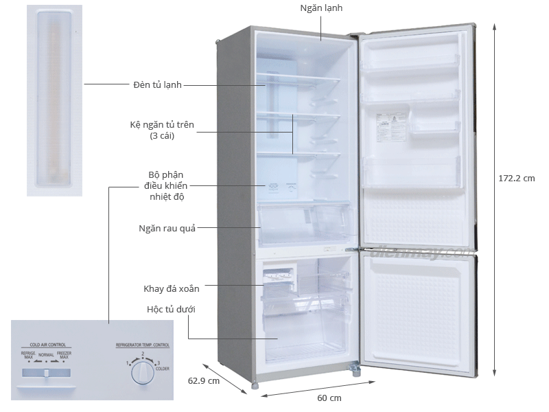 Tủ lạnh Panasonic NR-BU344MSVN 308 lít