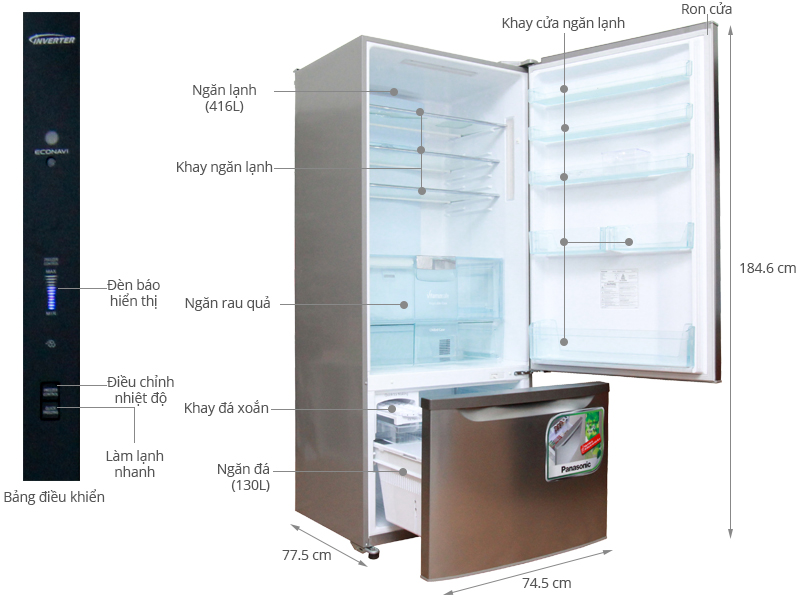 Tủ lạnh Panasonic 546 lít NR-BY602