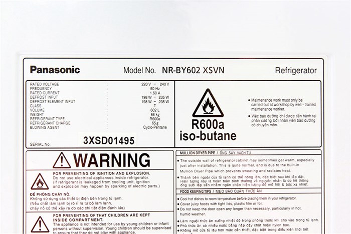 Tủ lạnh Panasonic 546 lít NR-BY602 Màu Inox