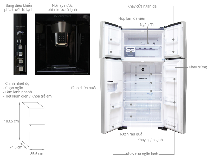 Thông số kỹ thuật Tủ lạnh Hitachi 540 lít R-W660PGV3