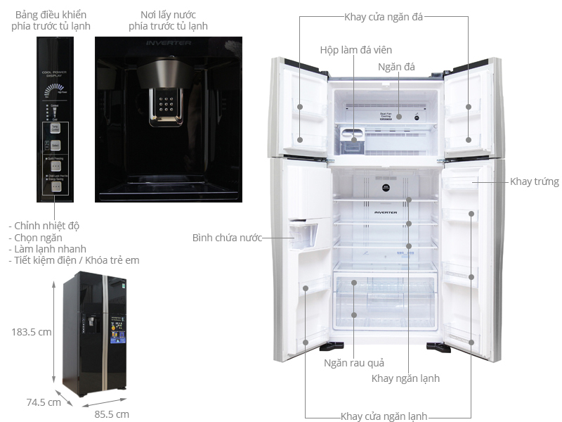 Thông số kỹ thuật Tủ lạnh Hitachi 540 lít R-W660PGV3