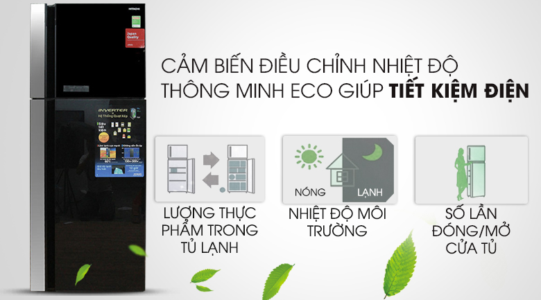Cảm biến Eco - Tủ lạnh Hitachi Inverter 450 lít R-VG540PGV3 GBK