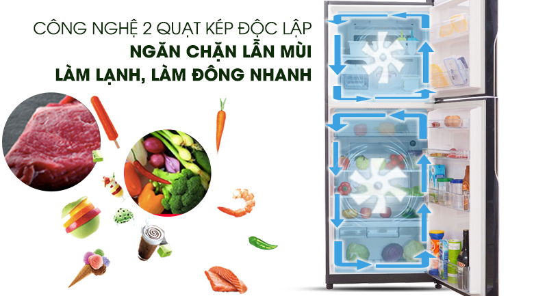 Hệ thống quạt kép làm lạnh hiệu quả - Tủ lạnh Hitachi Inverter 365 lít R-VG440PGV3