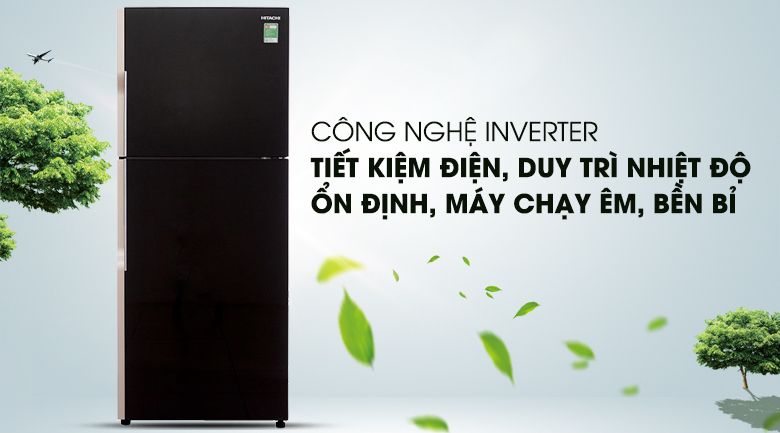 Công nghệ inverter tiết kiệm điện năng - Tủ lạnh Hitachi Inverter 335 lít R-VG400PGV3 GBK