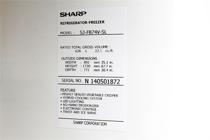 Tủ lạnh Sharp 626 lít SJ-FB74V Màu Bạc