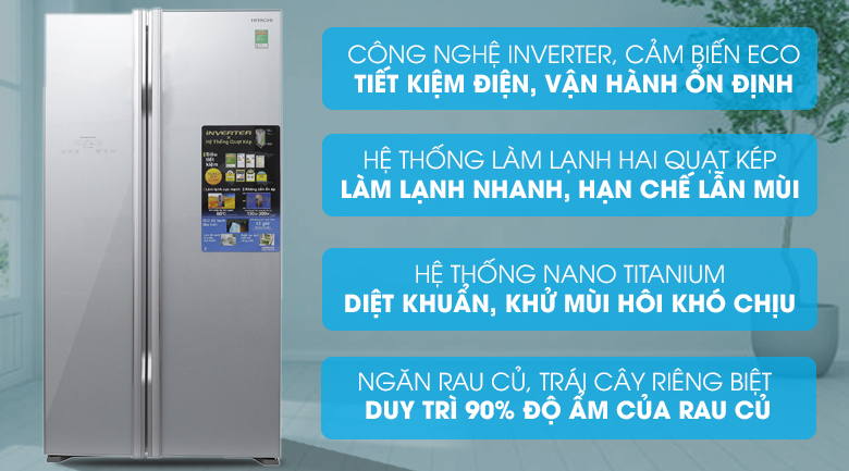 Tủ lạnh Hitachi Inverter 605 lít R-S700PGV2 GS