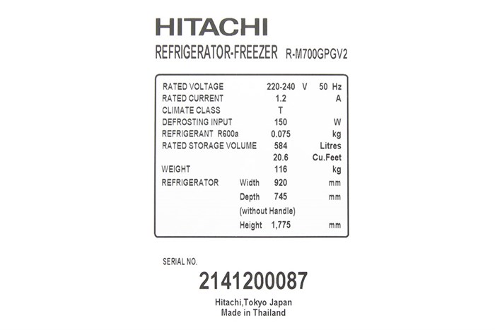 Tủ lạnh Hitachi Inverter 584 lít R-M700GPGV2 GBK Màu Đen