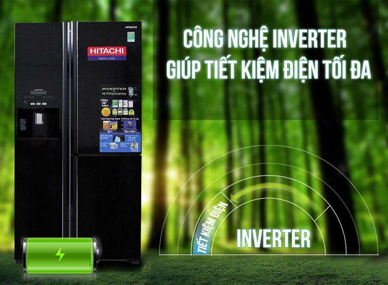 Tủ lạnh Hitachi R-M700GPGV2 sở hữu công nghệ Inverter tiết kiệm điện tối ưu