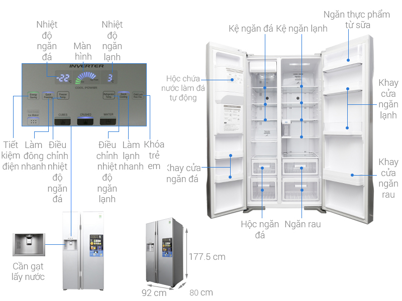 Thông số kỹ thuật Tủ lạnh Hitachi Inverter 589 lít R-S700GPGV2 GS