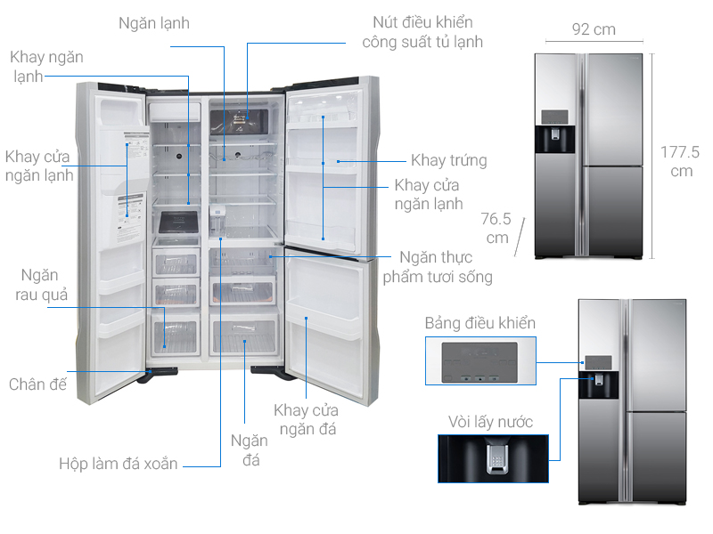 Thông số kỹ thuật Tủ lạnh Hitachi 584 lít R-M700GPGV2X