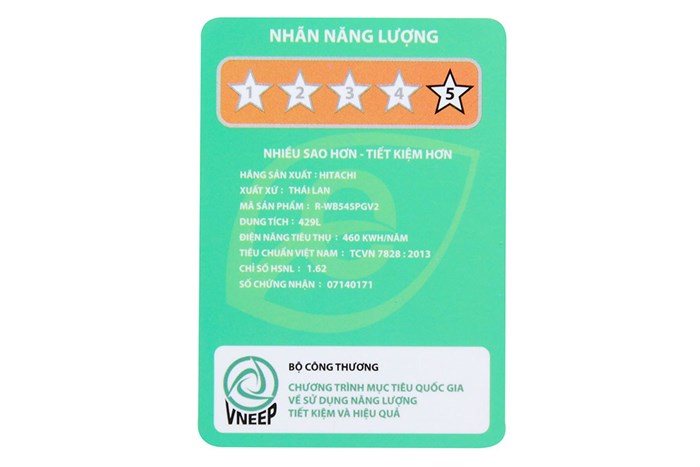 Tủ lạnh Hitachi Inverter 429 lít R-WB545PGV2 GBK Màu Đen