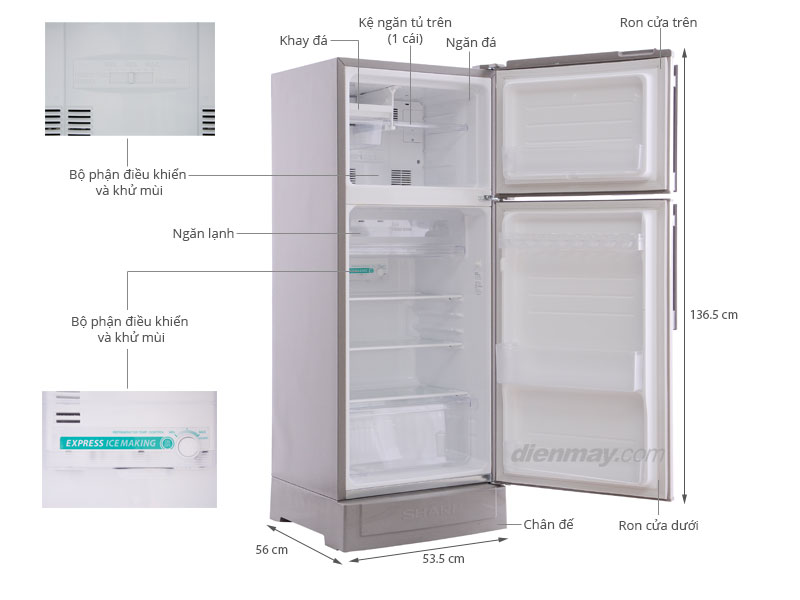 Tủ lạnh Sharp SJ-186S 180 lít