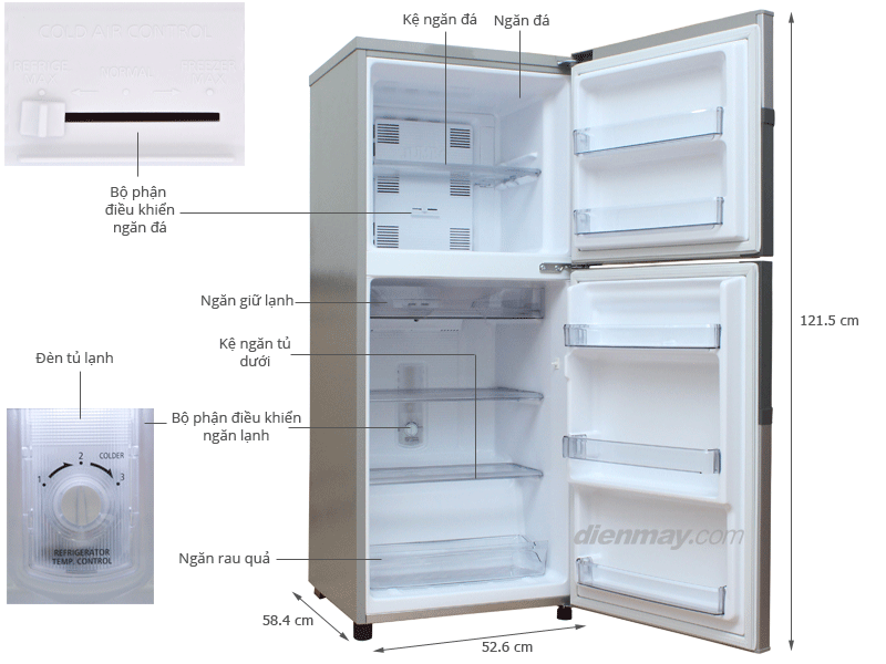 Thông số kỹ thuật Tủ lạnh Panasonic NR-BJ186 167 lít