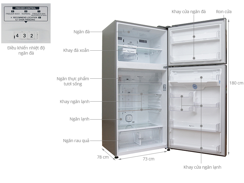 Tủ lạnh LG Inverter 490 lít GR-L702S