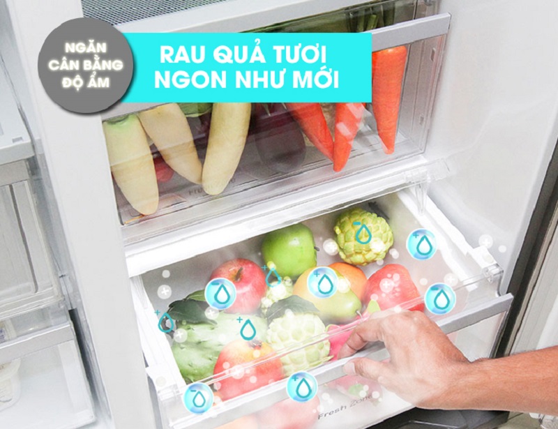 Với ngăn cân bằng độ âm, tủ lạnh LG GR-P227GS có thiết kế dạng nắp lưới, giữ hơi nước bốc hơi ở lại trong ngăn để đảm bảo độ ẩm thích hợp của các loại thực phẩm này luôn được đảm bảo Với ngăn cân bằng độ âm, tủ lạnh LG GR-P227GS có thiết kế dạng nắp lưới, giữ hơi nước bốc hơi ở lại trong ngăn để đảm bảo độ ẩm thích hợp của các loại thực phẩm này luôn được đảm bảo