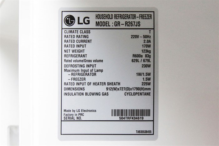 Tủ lạnh LG 629 lít GR-R267JS Màu Xám