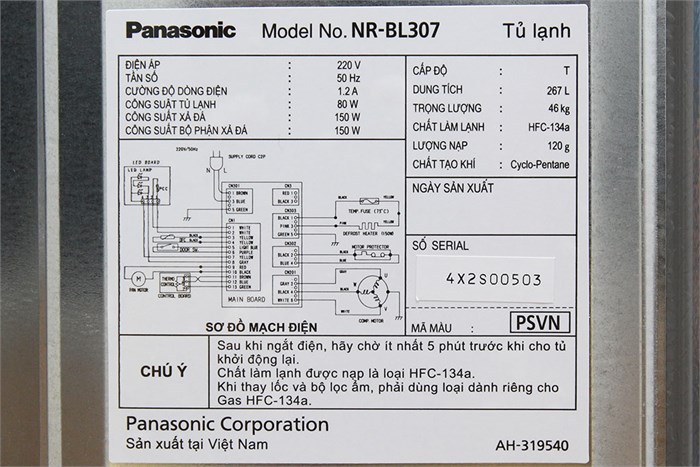 Tủ lạnh Panasonic 271 lít NR-BL307 PSVN Màu Trắng - Bạc