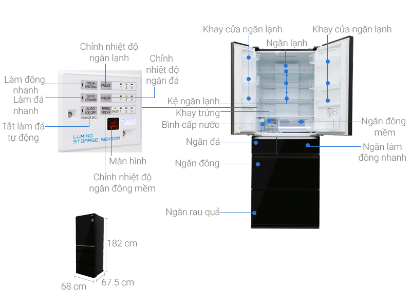 Thông số kỹ thuật Tủ lạnh Panasonic Inverter 489 lít NR-F510GT-X2