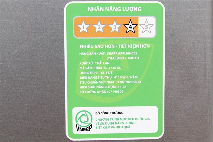 Tủ lạnh Sharp 165 lít SJ-172E Màu Bạc
