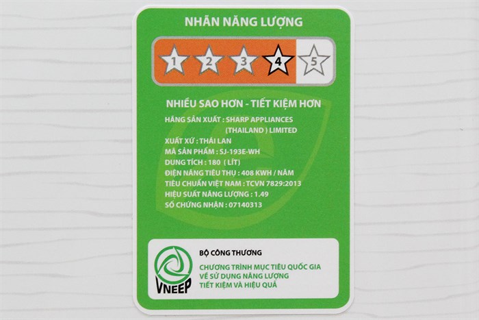 Tủ lạnh Sharp 180 lít SJ-193E Màu Trắng