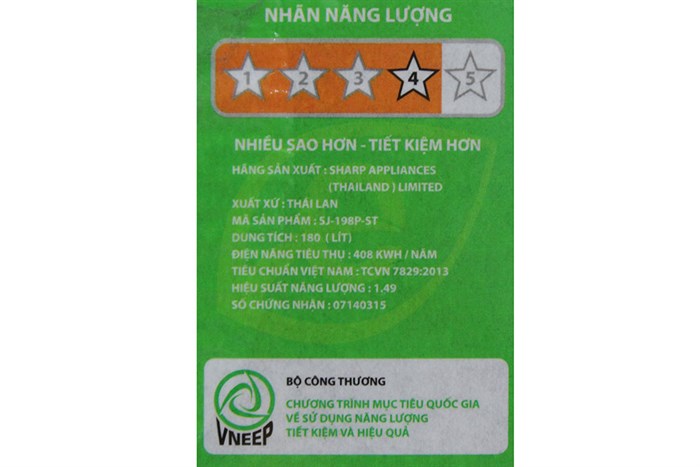 Tủ lạnh Sharp 180 lít SJ-198P-ST Màu Inox