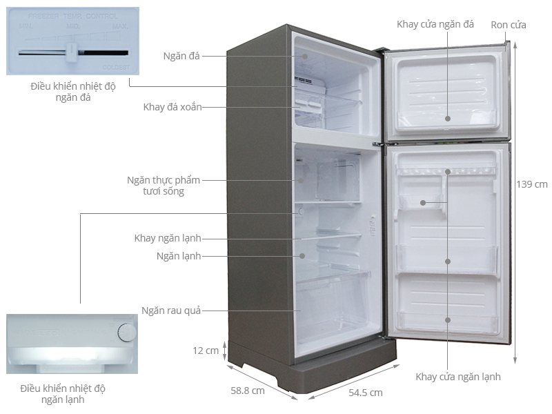 Thông số kỹ thuật Tủ lạnh Sharp 196 lít SJ-211E