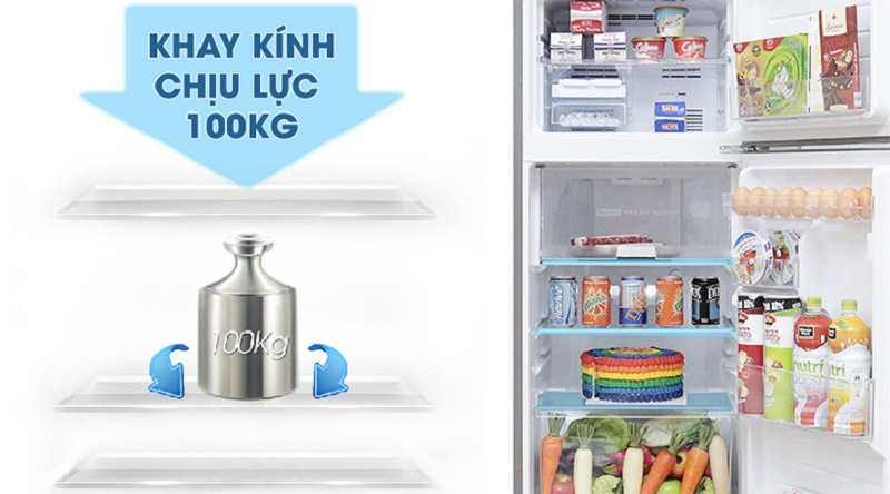 Khay kính chịu lực tốt - Tủ lạnh Sharp 196 lít SJ-211E