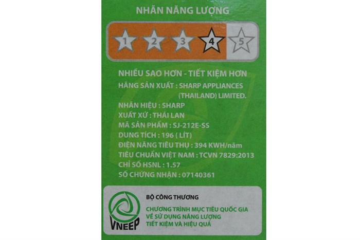 Tủ lạnh Sharp 182 lít SJ-212E Màu Bạc