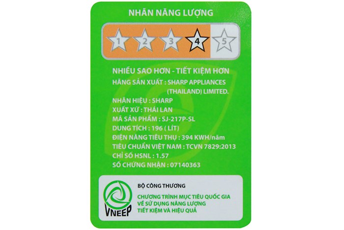 Tủ lạnh Sharp 196 lít SJ-217P Màu Bạc